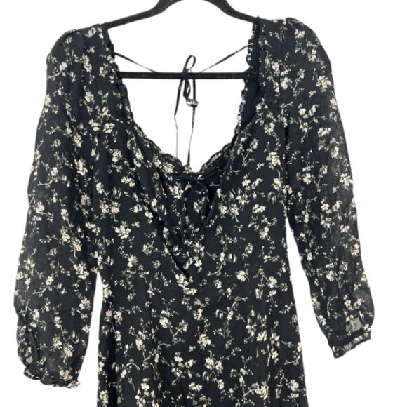 Reformation Remi Mini Dress Floral Black Size 6 Pre-Loved - Picture 3 of 6